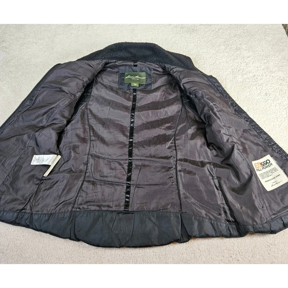 Womens Y2K Eddie Bauer EB550 Goose Down Vest Sz S Black Puffer Sleeveless Jacket